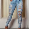 Women * | Pit Bull Jeans 65209 Low Waisted Jeans Light Blue