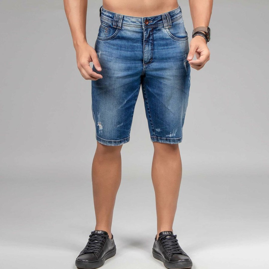 Men * | Pit Bull Jeans Men'S Short 36447 Medium Blue