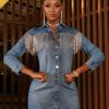 Women * | Pit Bull Jeans Official News 63818 Women Denim Dress Medium Blue