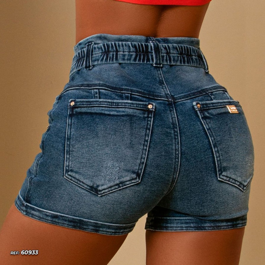 Women * | Pit Bull Jeans Movement Clochard Jogger Shorts With Butt Lift Effect High Waistband 60933