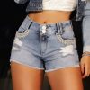 Women * | Pit Bull Jeans News 65219 Loose Shorts With Embroidered Stones Medium Blue