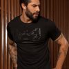 Men * | Pit Bull Jeans Official 61890 Men'S T-Shirt With Logomania News Black