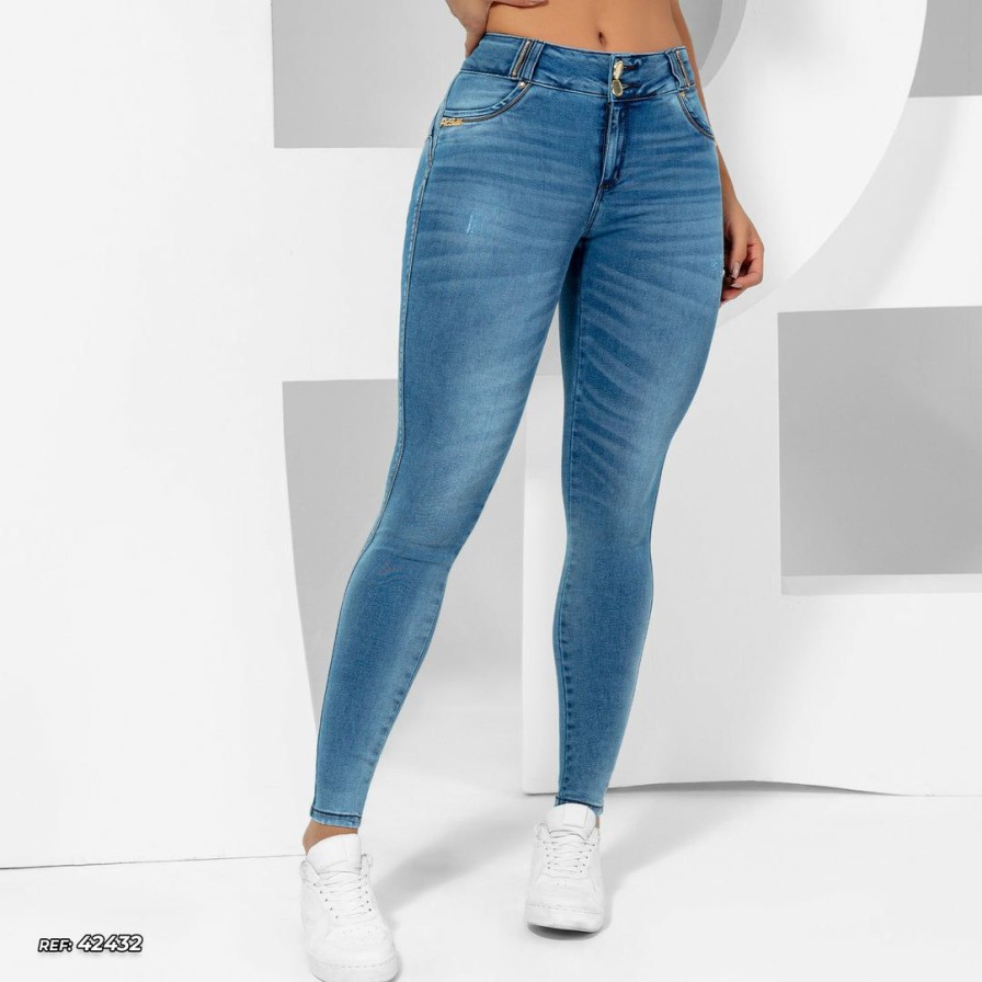 Women * | Pit Bull Jeans Women'S Skinny Jeans Destroyed 42432