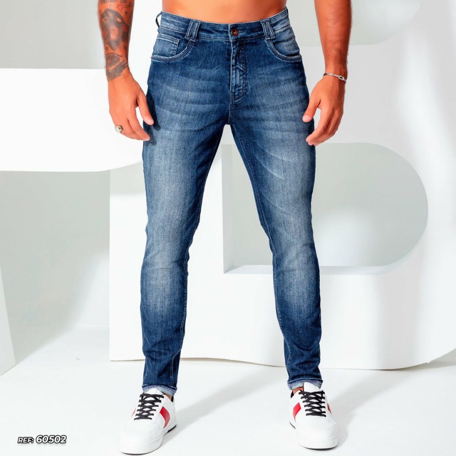 Men * | Pl Representacao Jeans Men'S Slim Pants Modern Blue Denim 60502 Liberty