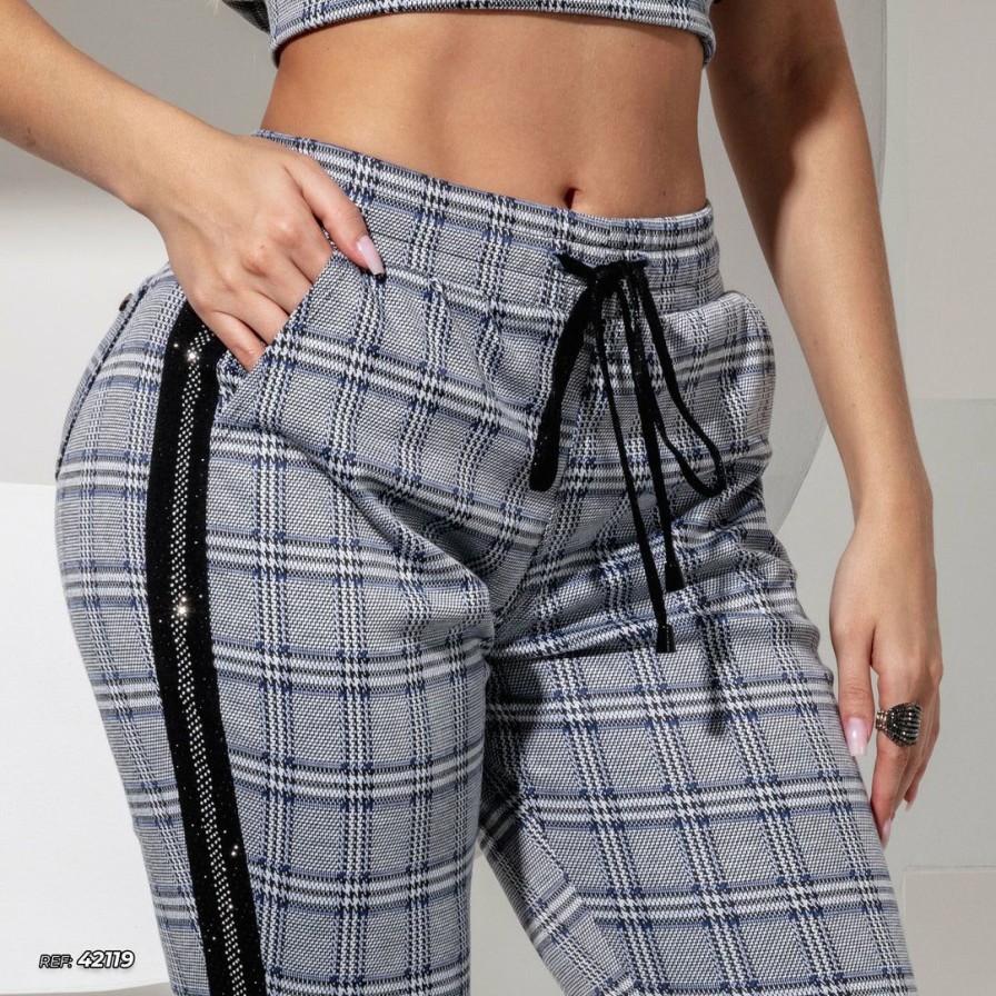 Women * | Pl Representacao Malha Women Jogger Pants 42117 Checkered