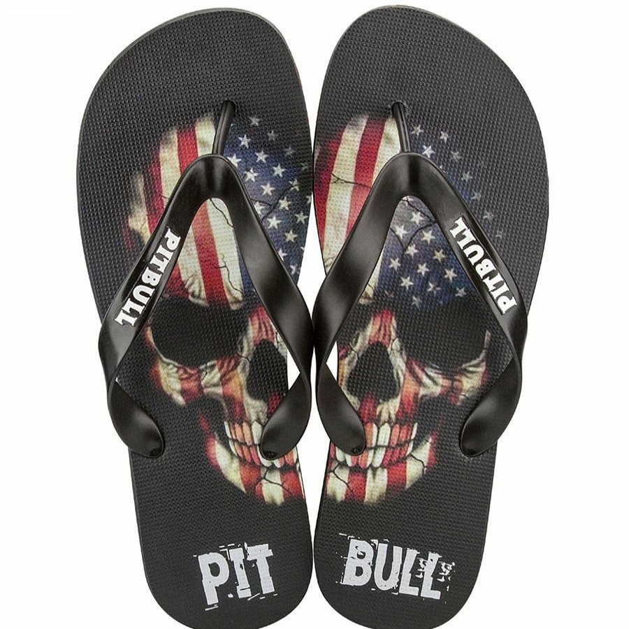 Men * | Pit Bull Jeans Official Men Skull Slippers 34692