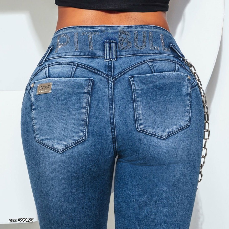 Women * | Pit Bull Jeans Skinny Jeans With Wide Waistband 59943 Conecte-Se