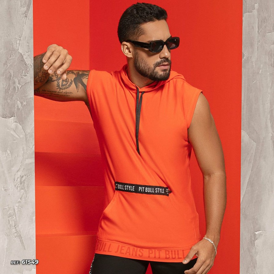 Men * | Pl Malha 61549 T-Shirt With Hood And More Style Identity Orange