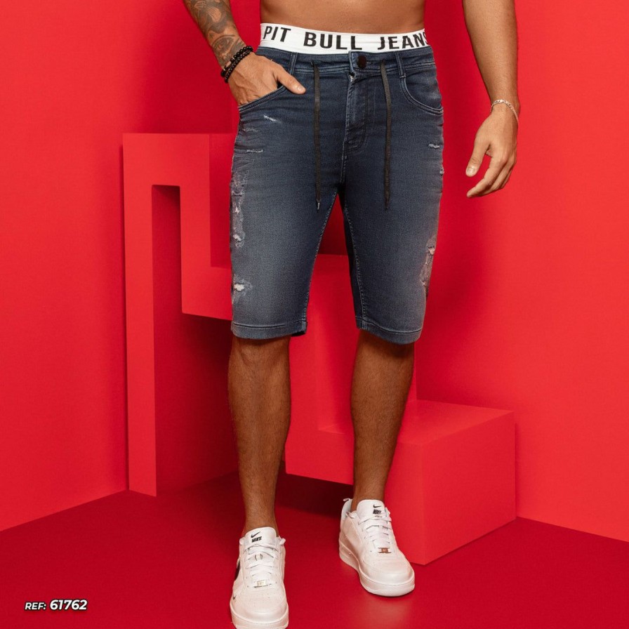 Men * | Pl Jeans 61762 Men'S Modern Denim Shorts With Destroyed And More Comfort Identity