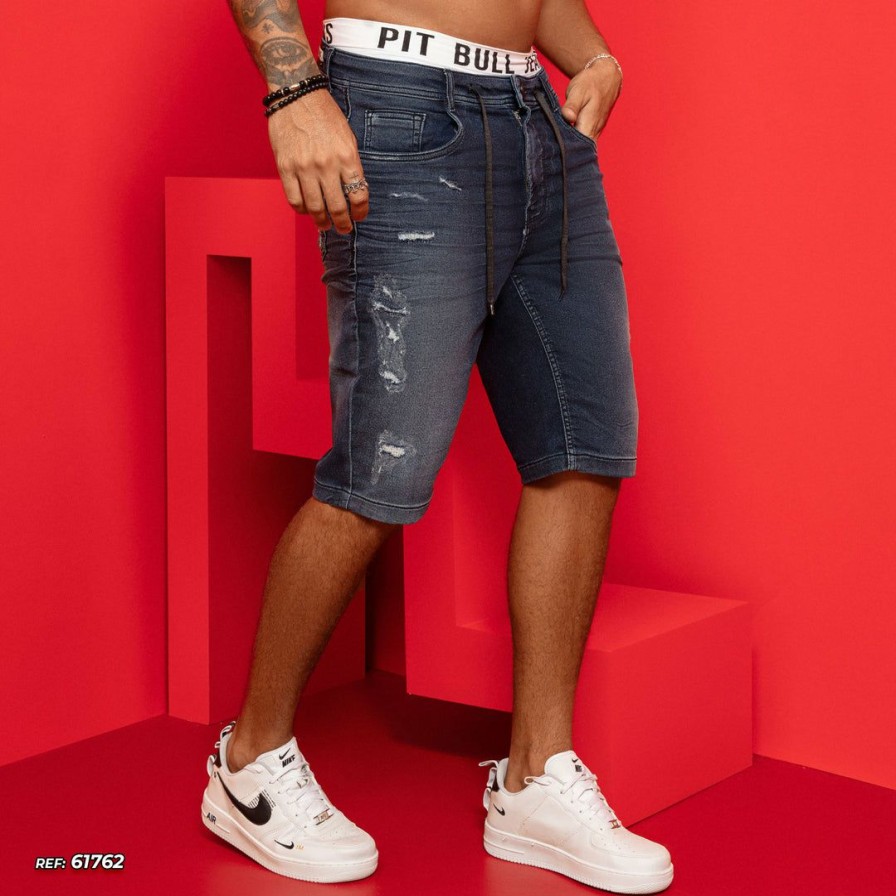 Men * | Pl Jeans 61762 Men'S Modern Denim Shorts With Destroyed And More Comfort Identity