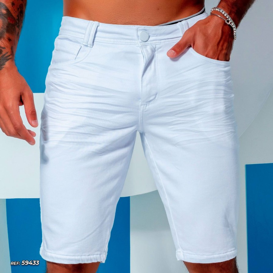 Men * | Representacao Jeans Liberty Pit Bull Men'S Shorts 59433 White