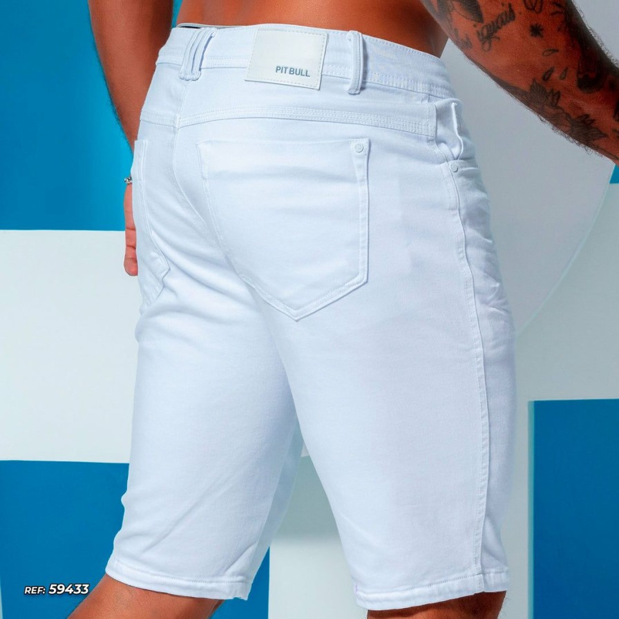 Men * | Representacao Jeans Liberty Pit Bull Men'S Shorts 59433 White