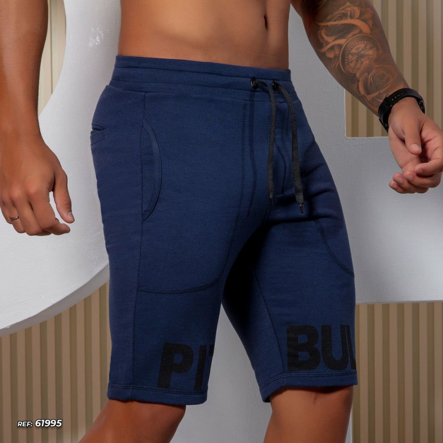 Men * | Pl Malha 61995 Sweat Shorts Total Comfort Navy Blue