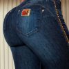 Women * | Pit Bull Jeans Skinny Pants Highlighted Rhinestone 61884 Dark Blue