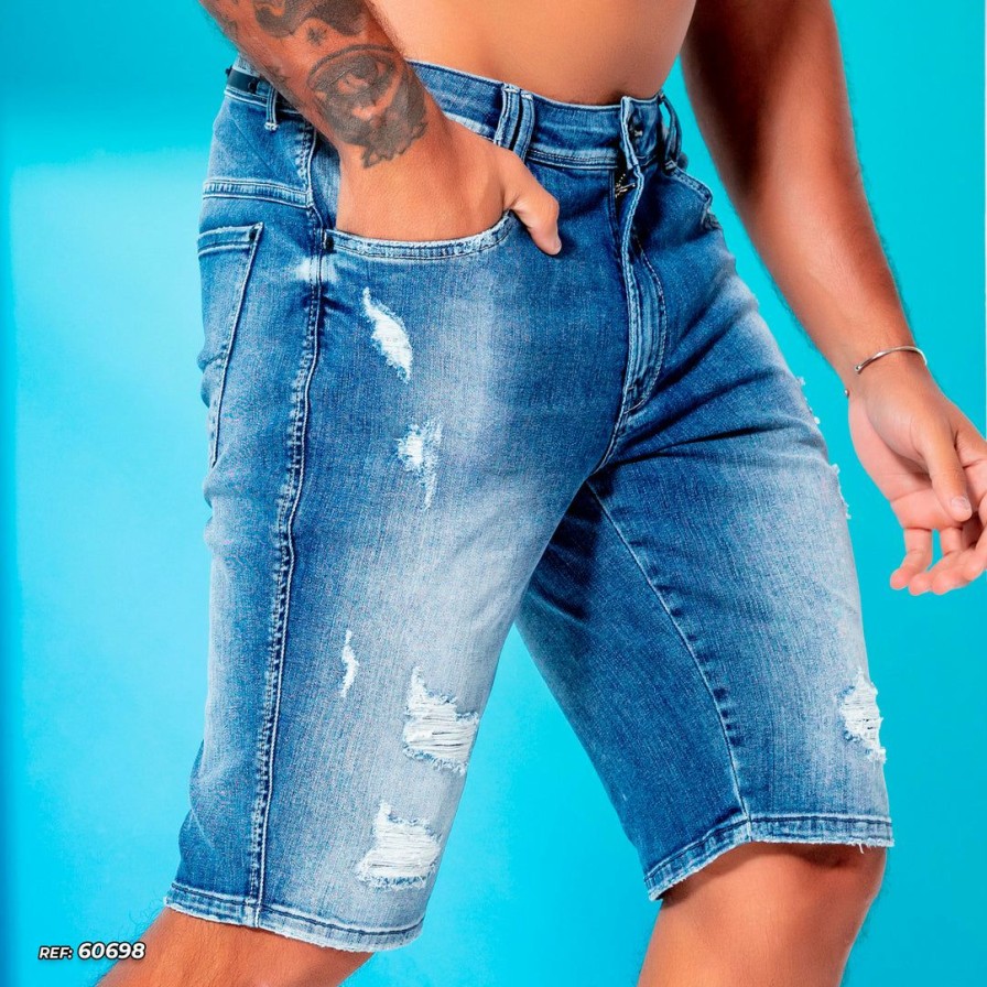 Men * | Pl Representacao Jeans Men'S Denim Shorts With Destroyed 60698 Liberty