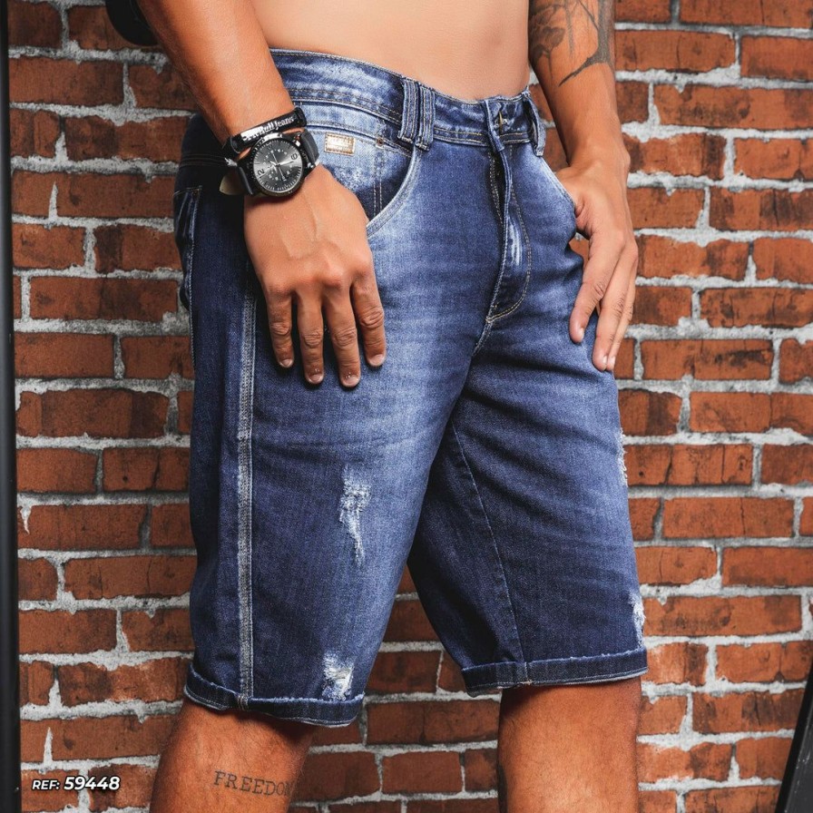 Men * | Representacao Jeans Men Bermuda Short 59448 Turbo Collection Medium Blue