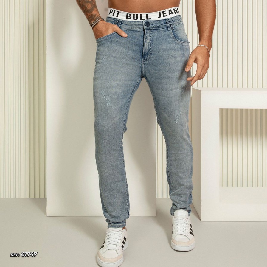 Men * | Pl Jeans 61747 Men'S Light Denim Pants Total Style Light Blue