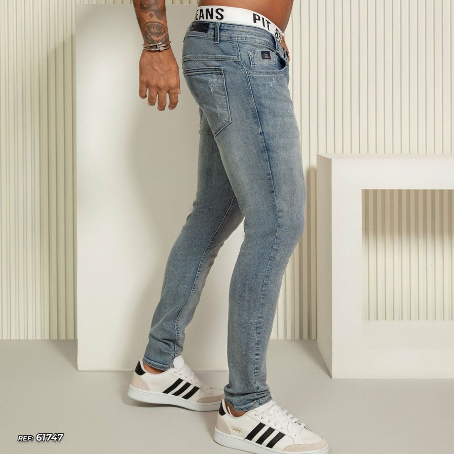 Men * | Pl Jeans 61747 Men'S Light Denim Pants Total Style Light Blue