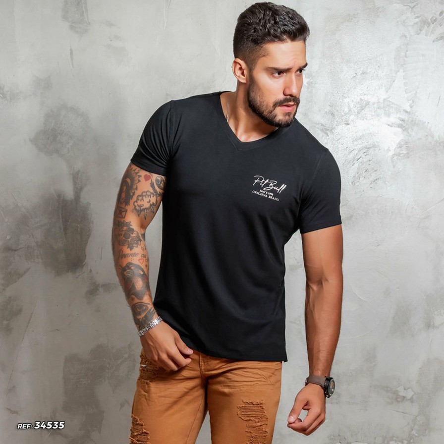 Men * | Pit Bull Malha Men V-Neck Shirt 34535