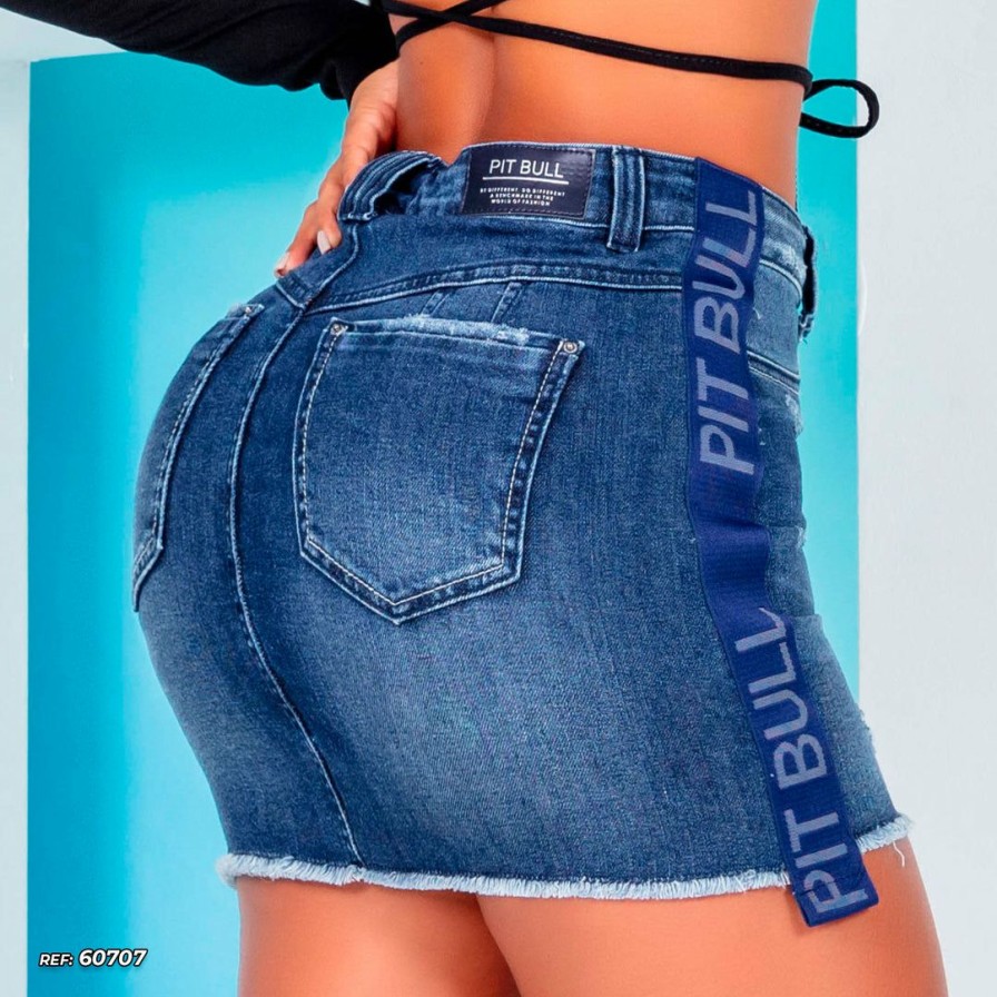 Women * | Representacao Jeans Denim Mini Skirt With Logo 60707