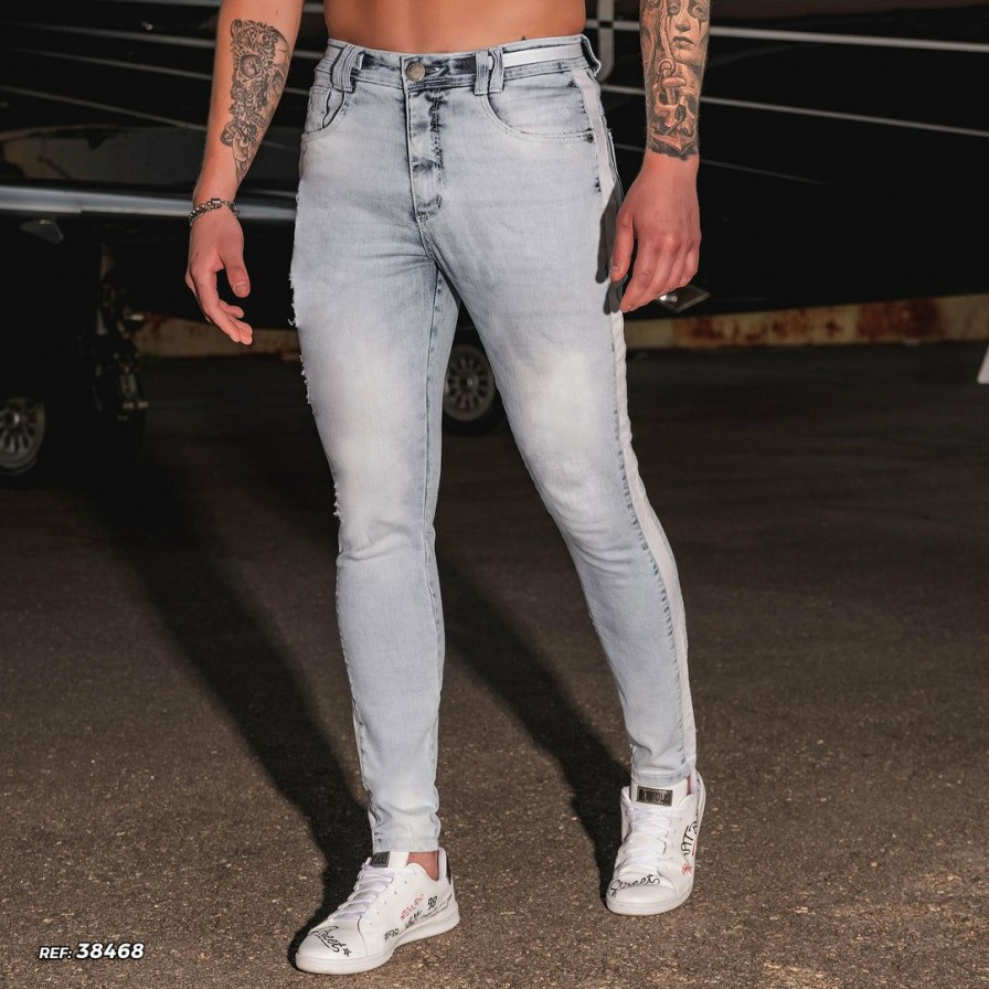 Men * | Pit Bull Jeans Men Straight Jeans 38468 Light Blue