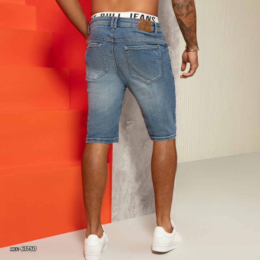 Men * | Pl Jeans 61750 Men'S Light Denim Shorts With More Comfort Identity Medium Blue