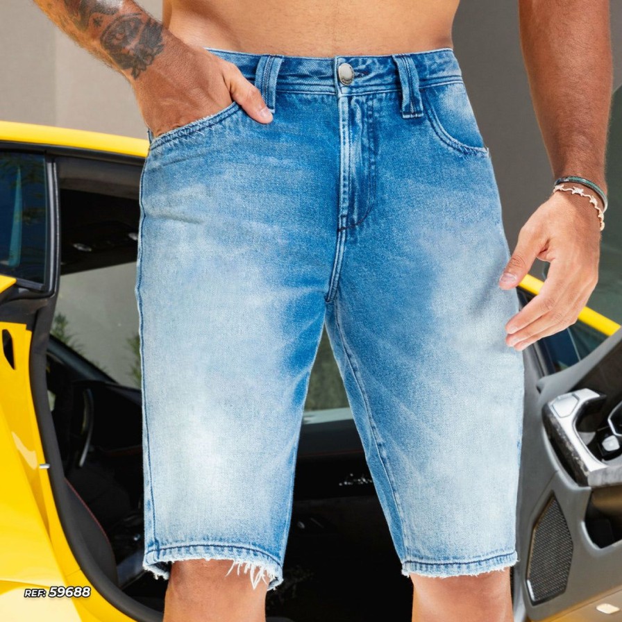 Men * | Pl Jeans Slim Destroyed Shorts 59688 Conecte-Se