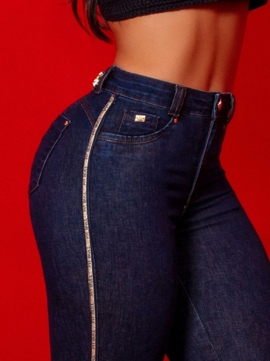 Women * | Pit Bull Jeans 63722 Shaper Skinny Pants With High Waistband And Butt Lift Effect Dark Blue