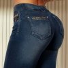 Women * | Pit Bull Jeans News 61722 High Waist Shaping Jeans With Butt Lifting Effect Medium Blue