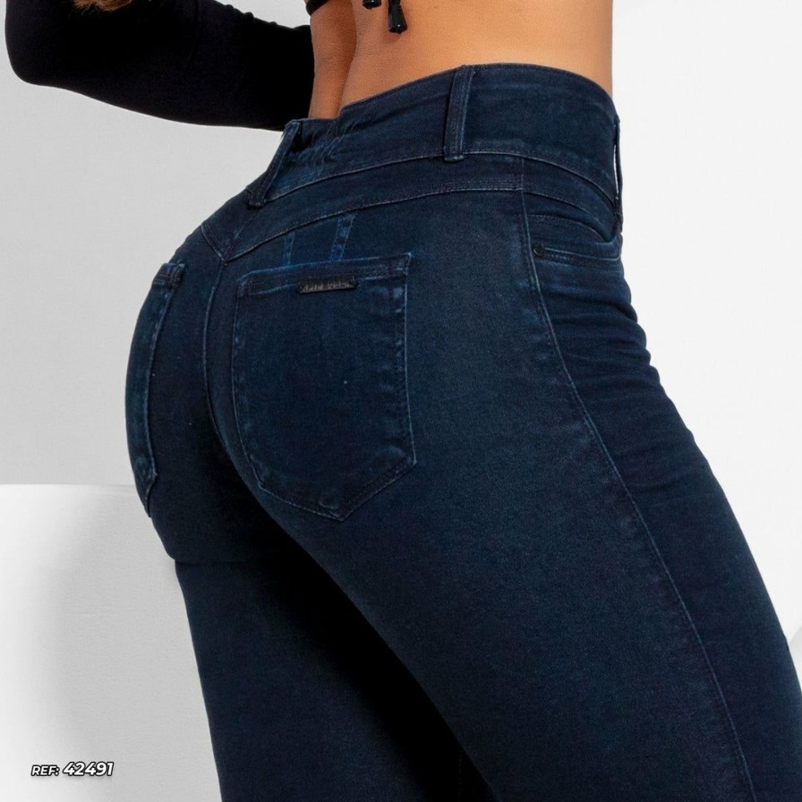 Women * | Pl Jeans Dark Skinny Jeans With Butt Lifting 42491