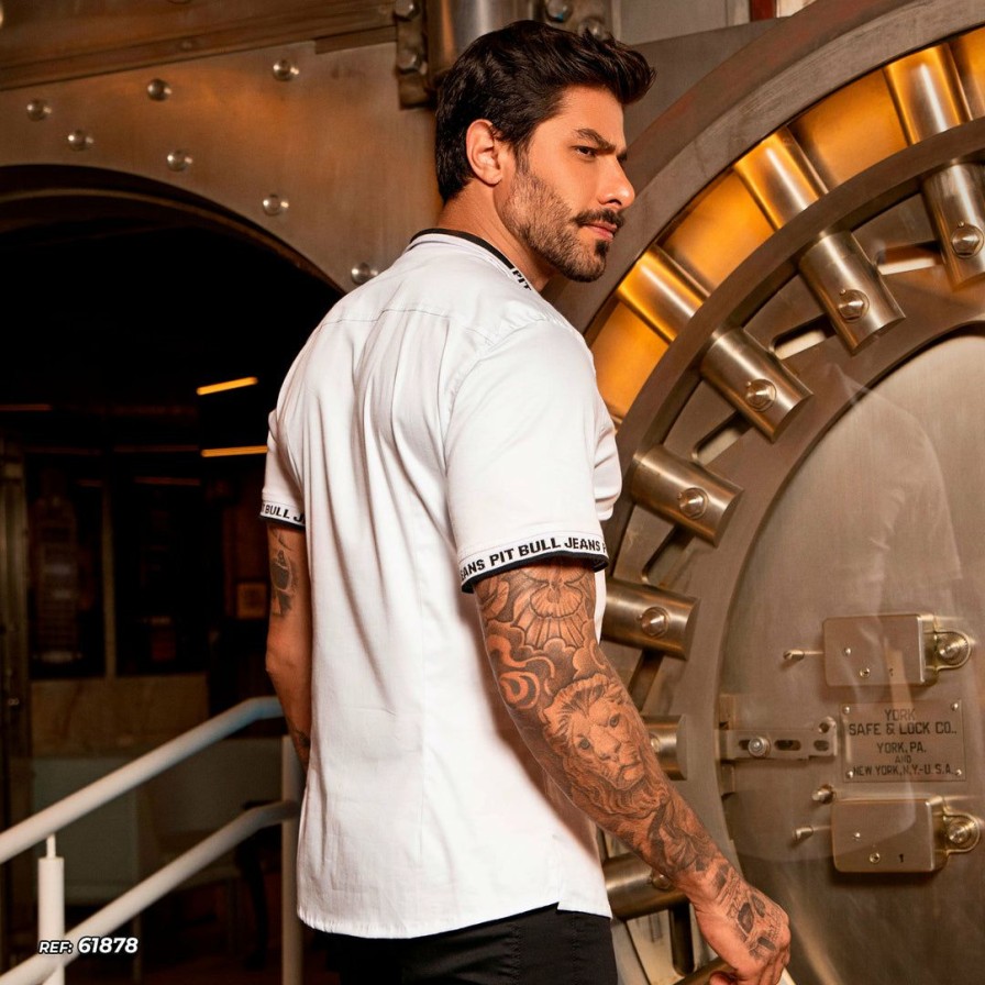 Men * | Pl Malha Men'S T-Shirt With Short Sleeve And Logomania 61895 Movement White