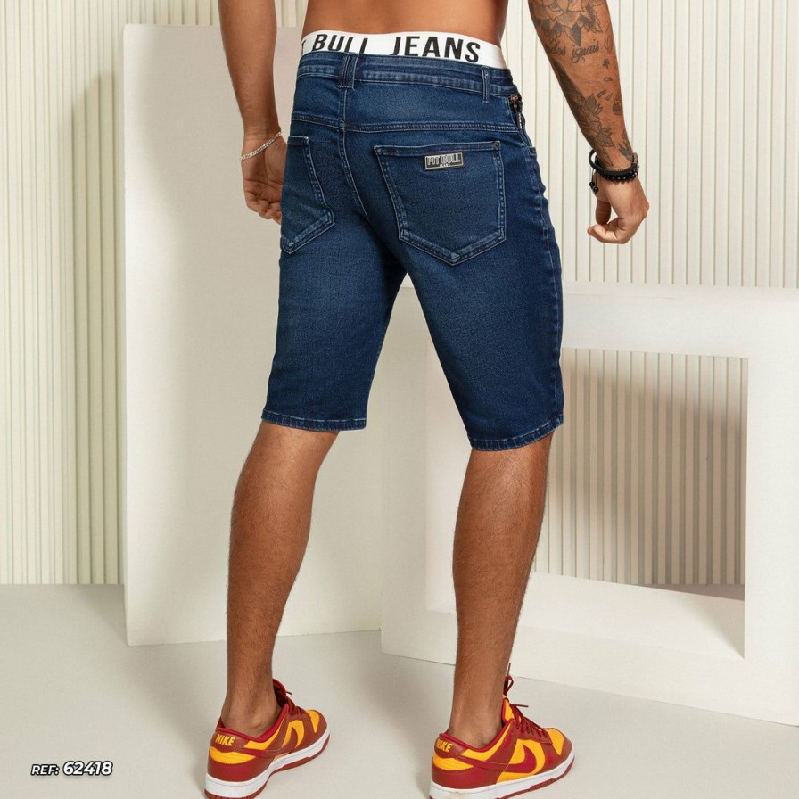 Men * | Pl Jeans Identity 62418 Men'S Basic Denim Shorts With More Comfort Dark Blue