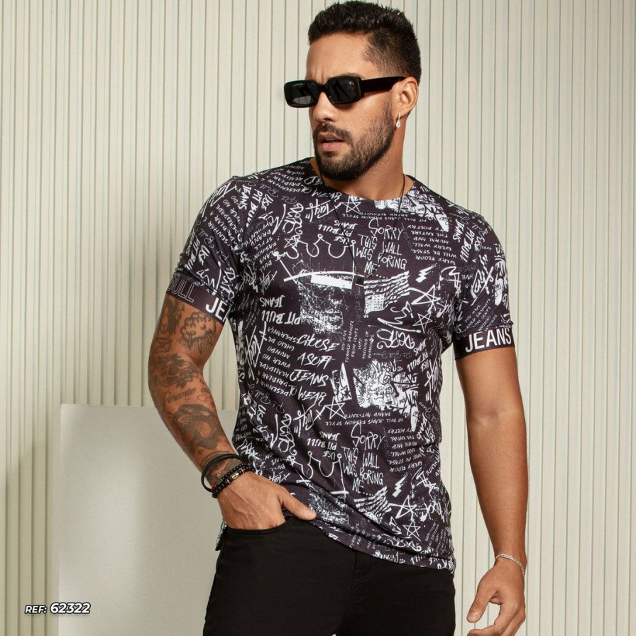 Men * | Pl Malha 62322 Men'S Stylish T-Shirt Printed With Logomania Identity