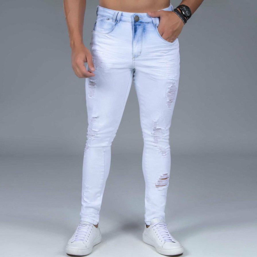 Men * | Pit Bull Jeans Men Straight Jeans 39043 Light Blue