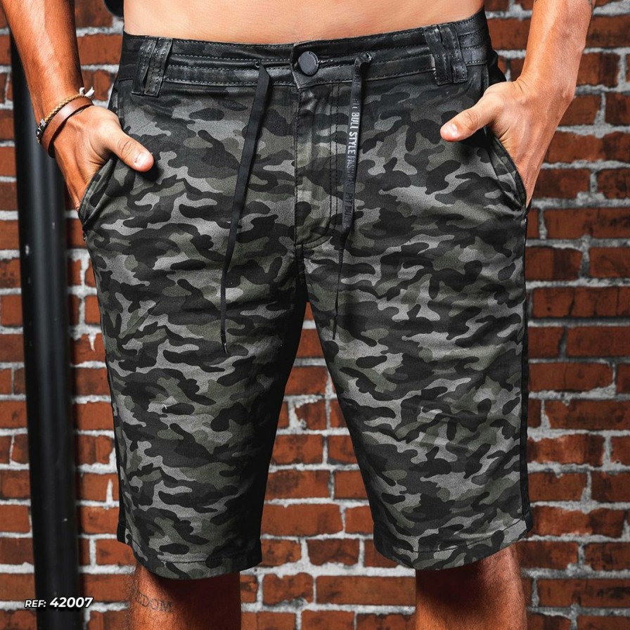 Men * | Representacao Jeans Green Camouflage Men'S Denim Short 42007