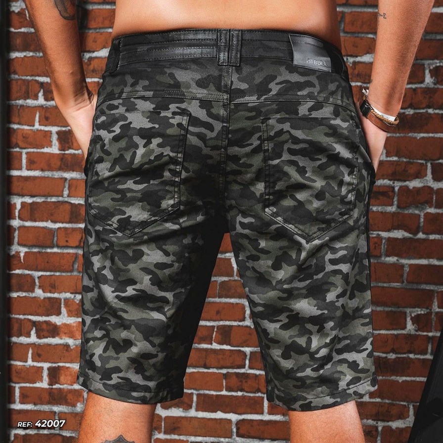 Men * | Representacao Jeans Green Camouflage Men'S Denim Short 42007