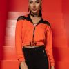 Women * | Pl Malha 62336 Cropped Sweatshirt Jacket With Perfect Fit And Black Cutouts Orange