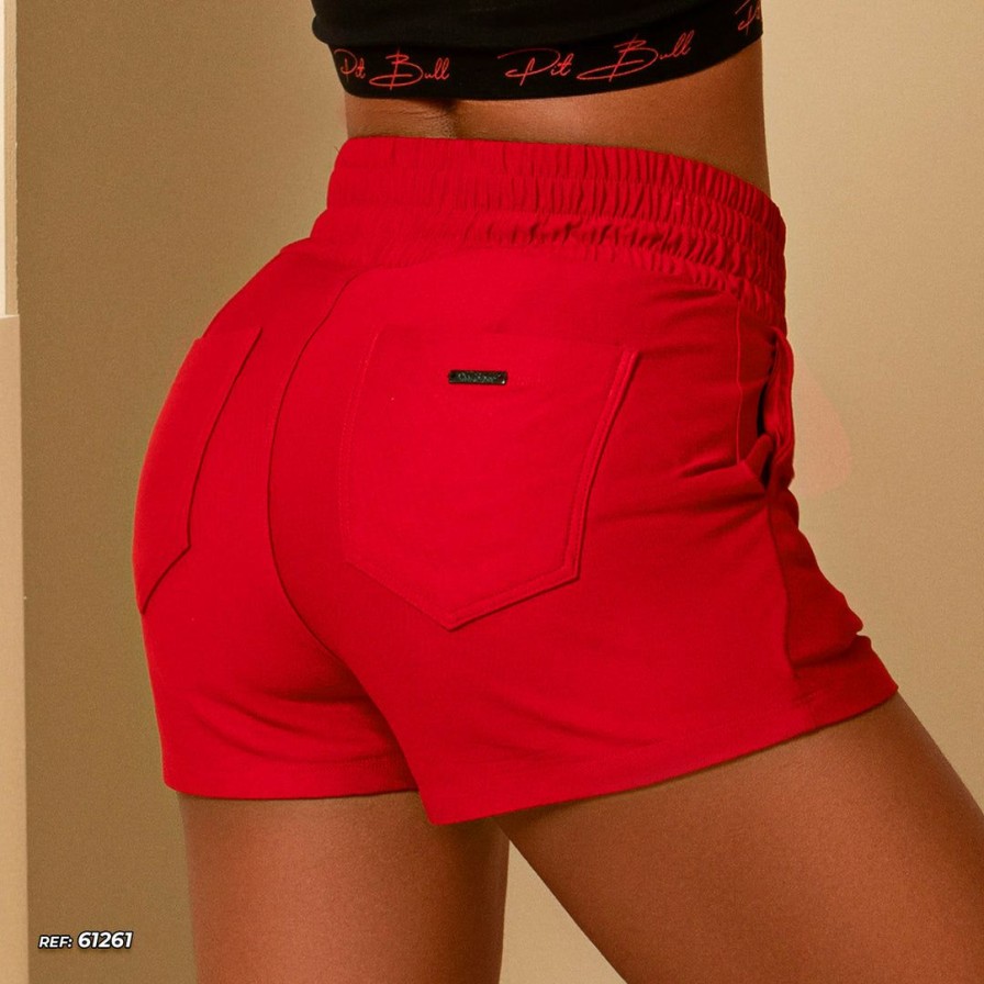 Women * | Pl Malha Shorts Butt Lifting Effect With Waist Shaping 61261 Movement Red