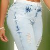 Women * | Pit Bull Jeans Women 33710 Destroyed Double Waisted Jeans And Butt Lifting Effect