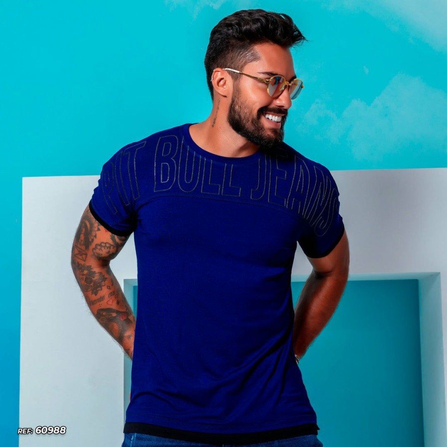 Men * | Pl Representacao Malha Blue With Black T-Shirt 60988 Blue White Black