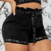 Women * | Pl Malha Identity 62742 Clochard Shorts With Belt Butt Lift Effect And Logomania Black