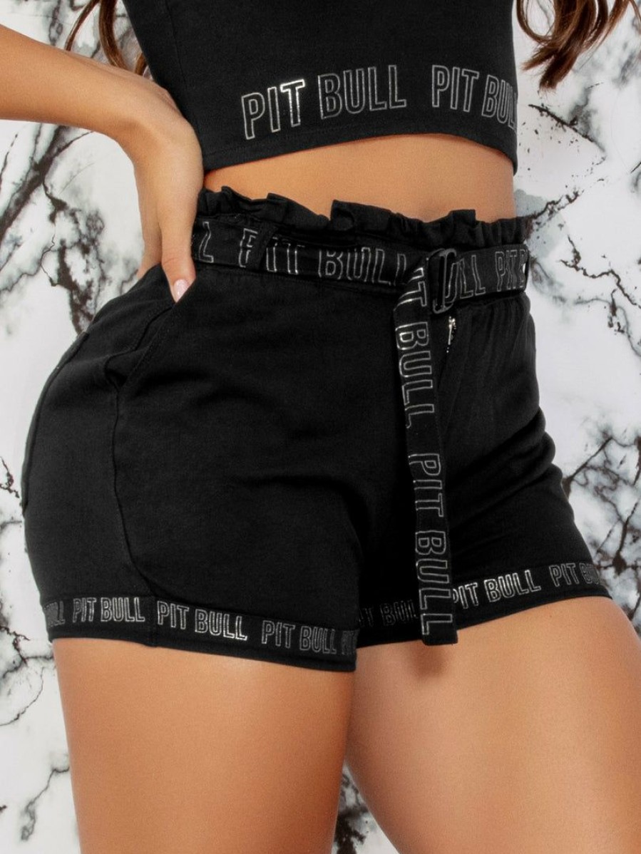 Women * | Pl Malha Identity 62742 Clochard Shorts With Belt Butt Lift Effect And Logomania Black