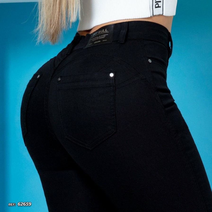 Women * | Pit Bull Jeans Women Skinny Pants Butt Lifting 62659 Black