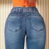 Women * | Pit Bull Jeans 41753 Skinny Jeans With Logomania On The Waistband Medium Bluemedium Blue