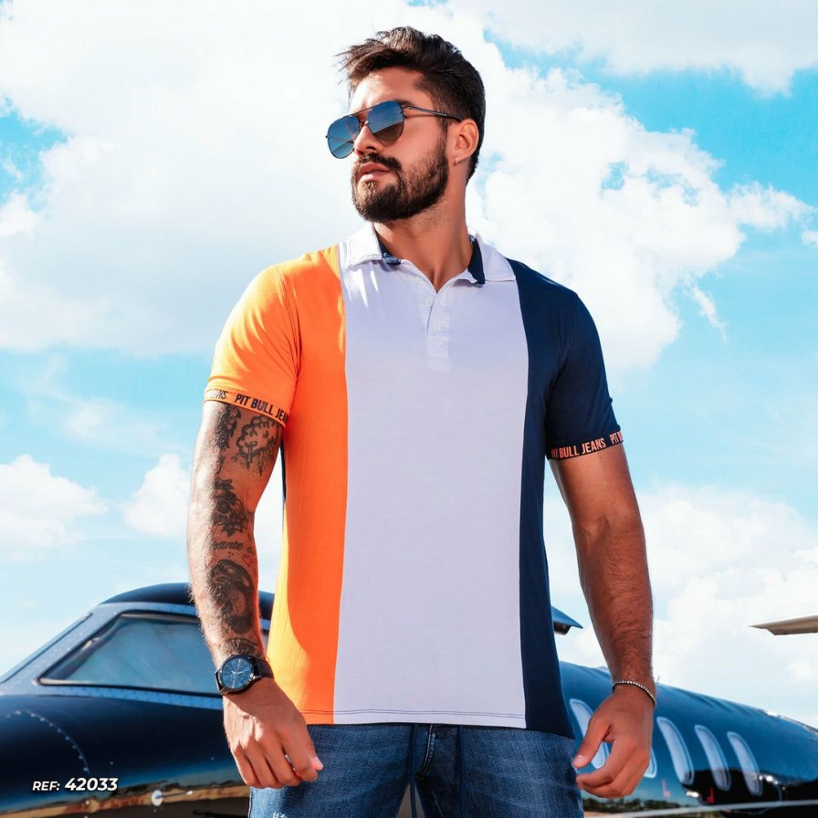 Men * | Pl Representacao Malha Turbo Collection Color Block Polo Shirt- 42033