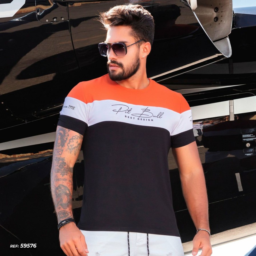 Men * | Pl Malha T-Shirt Collar Colorblock 59576 Conecte-Se