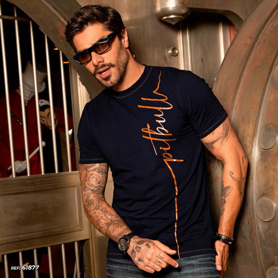 Men * | Pl Malha Movement Men Long Line T-Shirt-61877 Blue