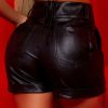 Women * | Pl Malha 61949 Soft Leather Shorts Fashion Total Style And Comfort Pre Sale Black