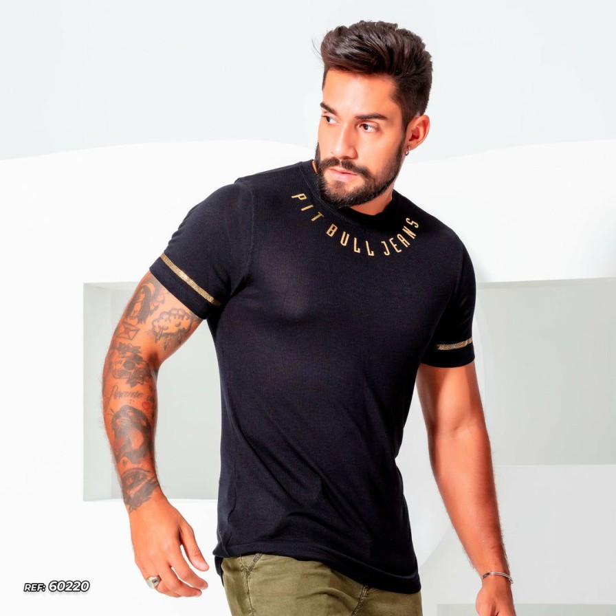 Men * | Pl Representacao Malha Shirt O-Neck With Personalization 60220 Black