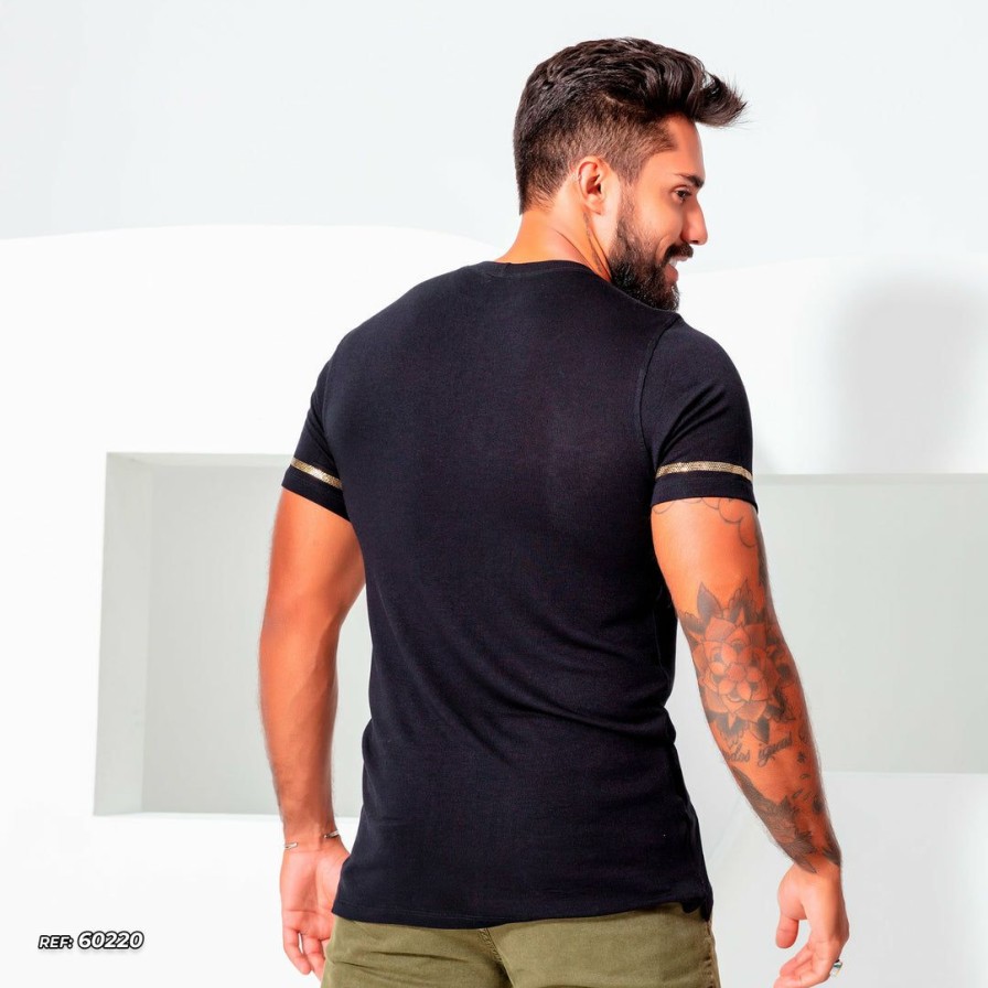 Men * | Pl Representacao Malha Shirt O-Neck With Personalization 60220 Black